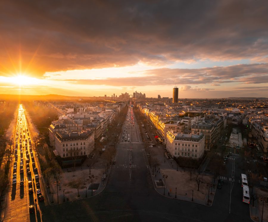 Paris, France, looking towards the financial district La Defense