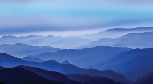 Misty blue mountains