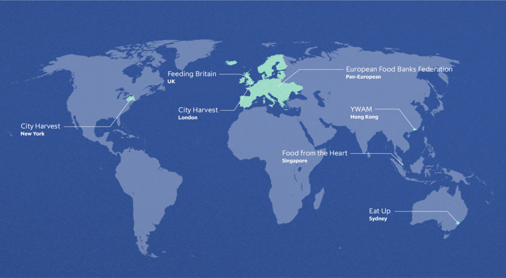 World map showing locations of Million Meals initiative