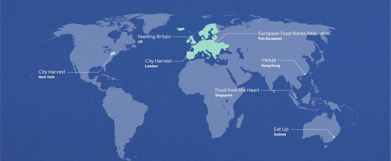 World map showing locations of Million Meals initiative